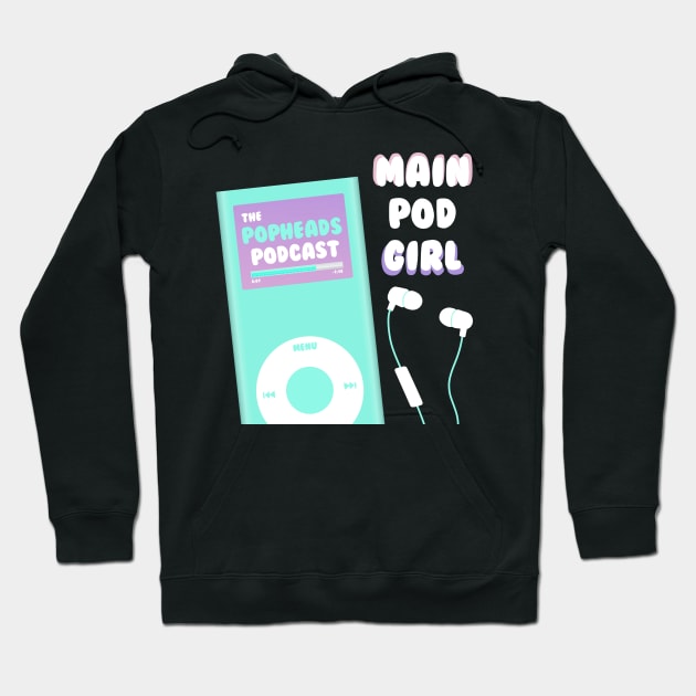 Main Pod Girl Logo (With Text Drop Shadow) Hoodie by Sound Byte Podcasts